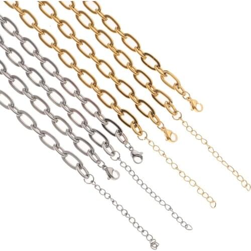 SAUVOO 1 Meter Stainless Steel Chain Gold Paper Clip Chain DIY Wallet Chain Jewelry Necklace Making Handmade Accessories