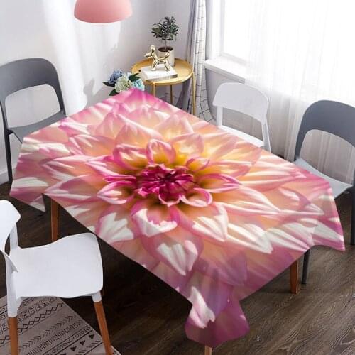 Red Pink Petal Print Table Cloth Waterproof Rectangle Dining Table Cover For Living Room Kitchen Decoration Tablecloth