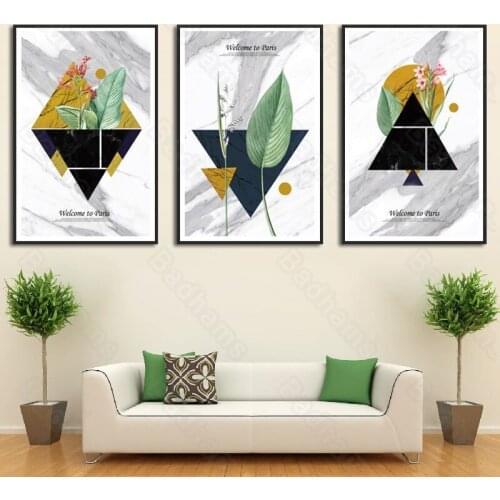 Modern Decoration Home Light Luxury Dining Room Living Room Decoration Painting Triptych Sofa Background Wall Painting Frameless