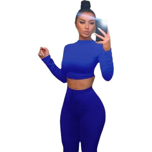 Long Sleeve Backless Sport Outfit Suit for Fitness Female Set 2 Pcs 2021 Spring Yoga Sets Women Gym Clothes Sportwear Blue