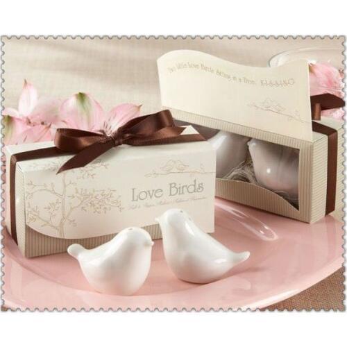 Wedding Supplies China/300pcs=150boxes Ceramic Wedding Gifts Favors for Guests Love Birds Salt and Pepper Shakers/1