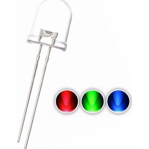 10PCS 10MM RGB LED DIP F10 RED + GREEN + BLUE SLOW FLASH / FAST FLASH Round head water clear long legs Light beads lamp