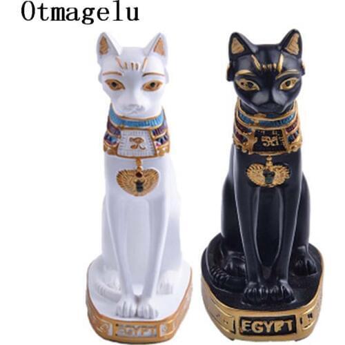 Vintage Egypt Cat God Statue Resin Figurines Home Gardening Small Ornaments Accessories for Living Room background Miniatures