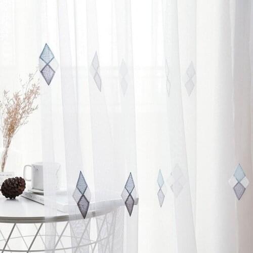 Geometric Pattern Curtain for Living room Bedroom Pastoral Rural Delicate Window Screens M110C