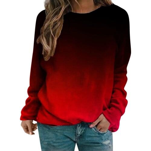 Autumn Plus Size Womens Tops And Blouses Ladies Gradient Striped Wave Round Neck Long Sleeve Blouse Blusas Mujer De Moda 2021