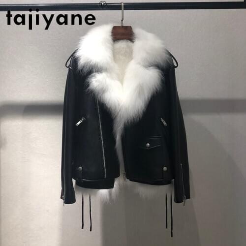 Tajiyane Real Leather Clothes for Women Ladies 100% Fox Fur Lining Jackets Woman Genuine Sheepskin Coats Mujer Chaqueta TN1641