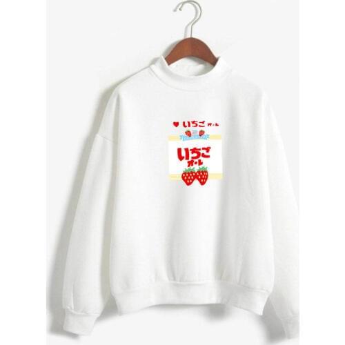 Women Sweatshirt Harajuku Strawberry Milk Kawaii Sweet Cute Girls Color Block Hoodies Loose O-Neck Winter Autumn Fleece Jumper