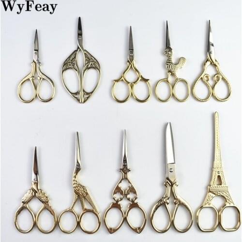 Gold Sewing Embroidery Scissor Fabric Art Cross Handicraft Retro Vintage Scissors Tailor Scissors Thread Scissors Zakka Shears