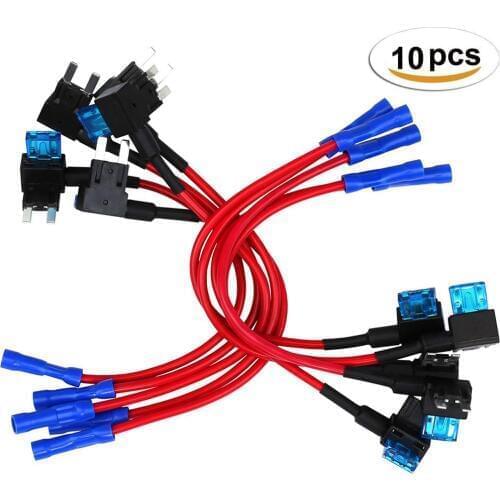 10 Pcs Small Size auto Car Fuse Holder ACS Add-a-circuit TAP Adapter with 105A Micro Mini Standard ATM Blade Fuse