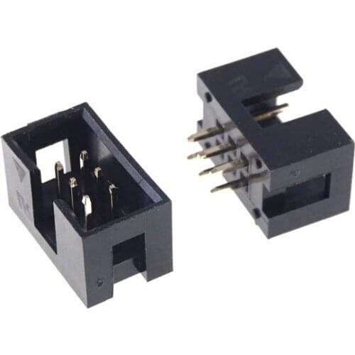 1000Pcs Shrouded Box header IDC Socket 2.54mm 2x3 Pin 6 P straight Male square pin 0.64mm 2 rows space 2.54 Through hole DIP