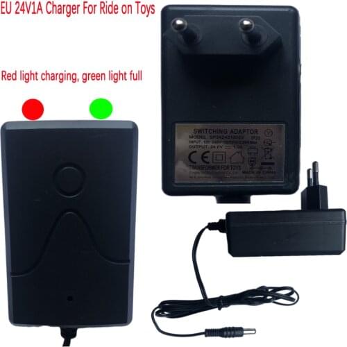 24V1A EU Plug Ride on childrens electric car charger with light prompt, Baby toys car power adapter, 24V battery charger, 2.1MM