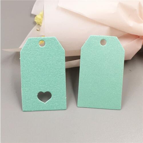 300Pcs/Lot 5x3cm Various Patterns T-shaped Rectangular Kraft Paper Tag With Hole Heart Hanging Tag For Blank Bookmark Card Note