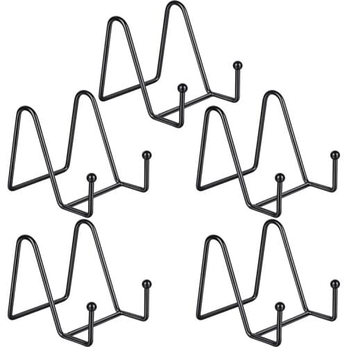 5 Pack Metal Display Stands Black Iron Easel for Plate Stand Plate Holder Display Stands for Picture, Decorative