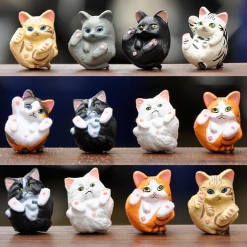 8Pcs Animal Cat Figure Fresh Car Decor Landscape Gardening Table Ornament Doll Handmade Craft Mini Toy