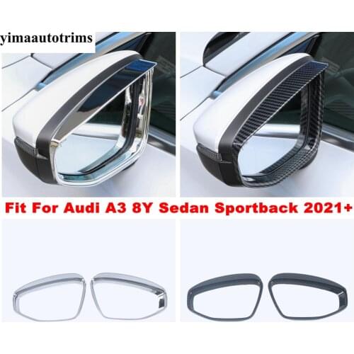 Carbon Fiber Look Accessories Car Side Rear View Mirror Rain Eyebrow Visor Shield Cover Trim For Audi A3 8Y Sedan Sportback 2021