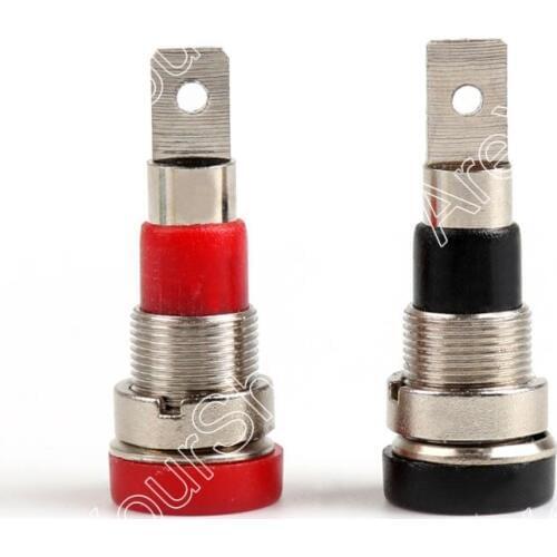 Areyourshop 2Pcs 4mm Copper Terminal Connector Banana Socket Jack Binding Post Screw Nut Plug Test Probe Black+Red