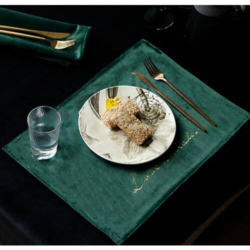 ONEUP Velvet Embroidered Placemats Modern Nordic Style Western Table Mat Home Food Tablecloth Insulation Anti-scalding Coasters