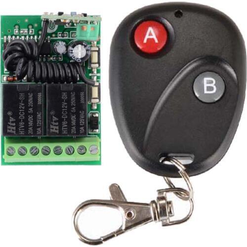 DC 12V 2CH RF Wireless Remote Control Light Switch System ; Mini 2channel Relay + 2 Button Transmitter Momentary Toggle Latched