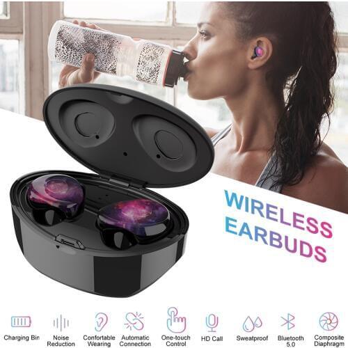 6D Stereo Bluetooth 5.0 TWS Wireless Earphones X1 Waterproof Noise Reduction Earbuds with 16H Super Long Playtime & Charging box
