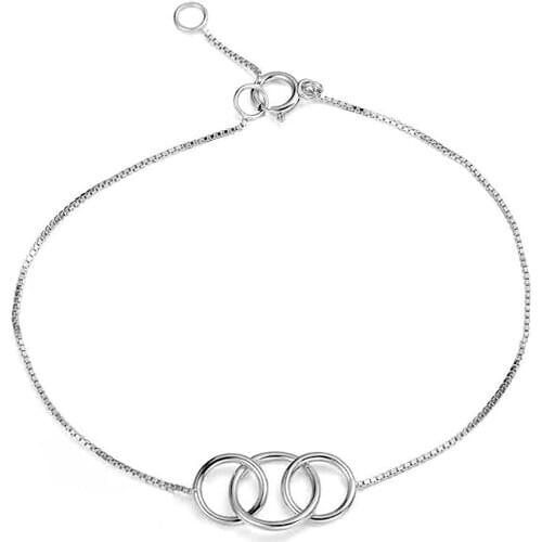 DARK DIAMOND-Three Circle Bracelet in 925 rhodium plated sterling silver. Jewel atioxido. Adjustable
