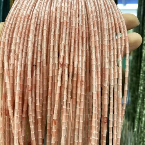 Natural Stone Beads Rose Quartzs Unakite Beads Cylindrical Loose Beads for Making DIY Bracelet Necklace Jewelry Length 40cm