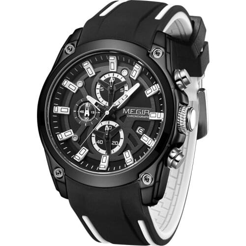 Top Brand MEGIR 2020 New Mens Watches Luxury Sports Wrist Watch Man Rose Black Silicone Waterproof Luminous Military Watch Clock
