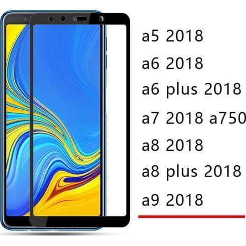 Case On The For Samsung A5 A6 A7 A8 Plus A9 2018 Cover Full Glue Tempered Glass Galaxy A 5 6 7 8 9 Phone Screen Protector Safety