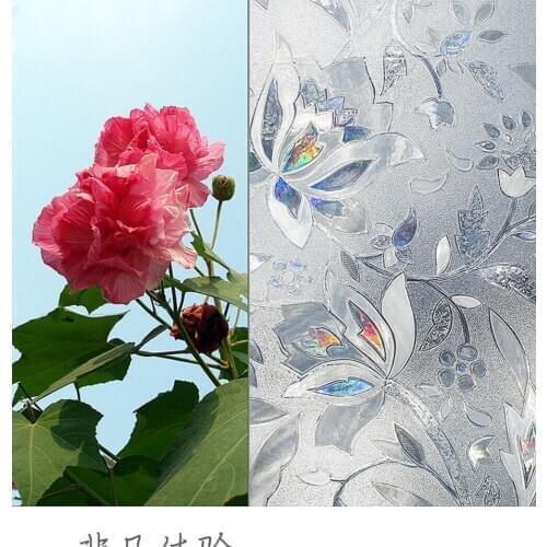Colorful Tulip Decorative Static Cling Stickers Glass Window Door Frosted Privacy Film Sticker Home Bathroom Decor