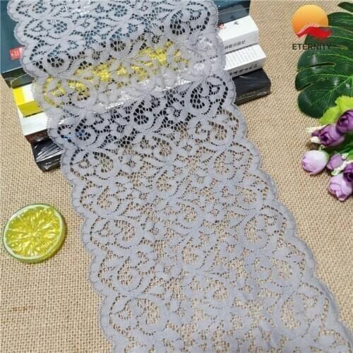 E1441 17CM Nylon Spandex Stretch Jacquard LaceTrimmings Fabric Ribbon For Fabric Wedding Decoration White Large