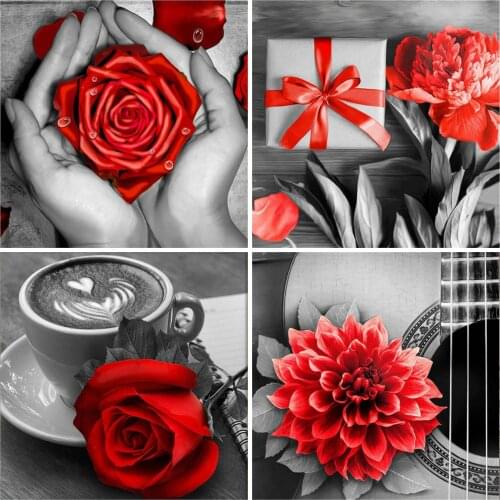 Evershine Diamond Painting Flowers Rhinestone Pictures Mosaic Embroidery Full Square Drill Rose Beaded Painting Home Decoration