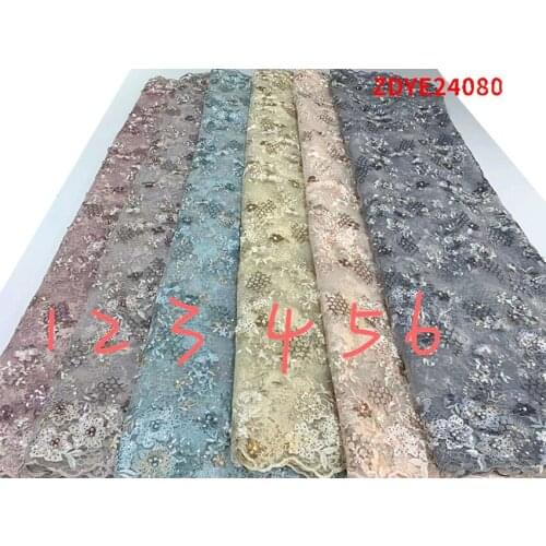 French Tulle Mesh Lace With Big Bead Applique African Guipure Mesh Lace Fabric ZDY08
