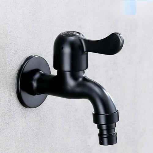 G1/2'' Washing Black Machine Tub Tap 304 Stainless Steel Brushed Clod Water Faucet Wall Mount Outdoor Garden Faucet