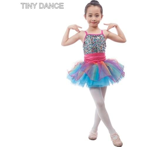 Ready to Ship Kids Dance Costume Ballet Tutus Jazz Dance Costum Sequin Bodice Leotard Dresses 16263