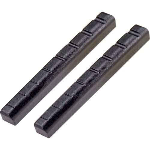 Set of 2 pcs Black Plastic Slotted Nut & Saddle for 8 Strings Guitar Ukulele Parts