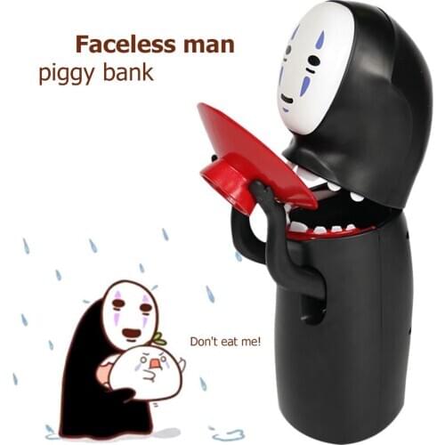No-Face Money Box Spirited Away Kaonashi No-face Piggy Bank Toy Automatic Eaten Coin Bank Fun Christmas Gift Cartoon Piggy Bank