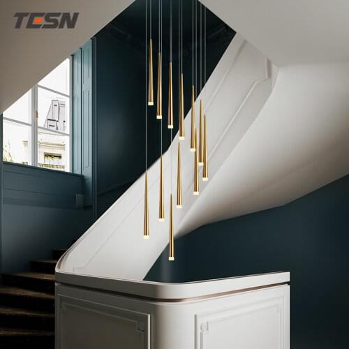 Stair chandelier villa simple atmosphere personality living room dining room duplex building revolving long chandelier