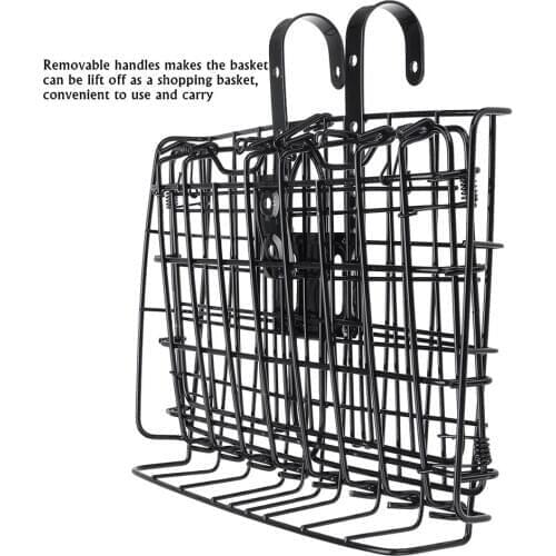 Metal Bike Bicycle Front Basket Foldable Handlebar Thick Iron Cycling Container