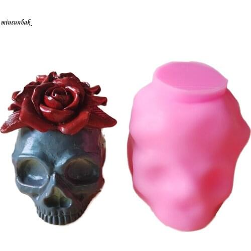Minsunbak Skull Candle Mold 3D Christmas Halloween Skull Candle Candle Holder Mold