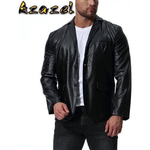 2020 autumn and winter new blazer men Europe and America trend PU leather clothing England large size leather casual suit jacket