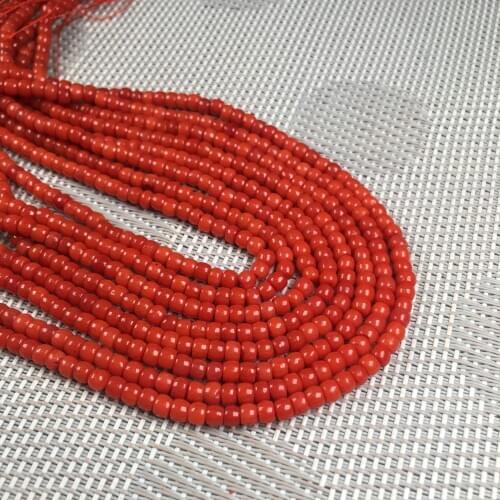 Natural Red Coral Beads Round Shape Loose Beads for Women Bracelet Necklace Jewellery Making Exquisite Gift Size 3x4mm