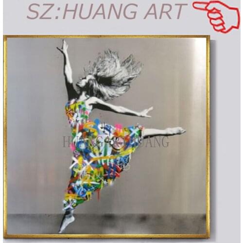 Hand-drawn original figures dancing girls oil painting style repeat old custom art wall paint the bedroom home decoration