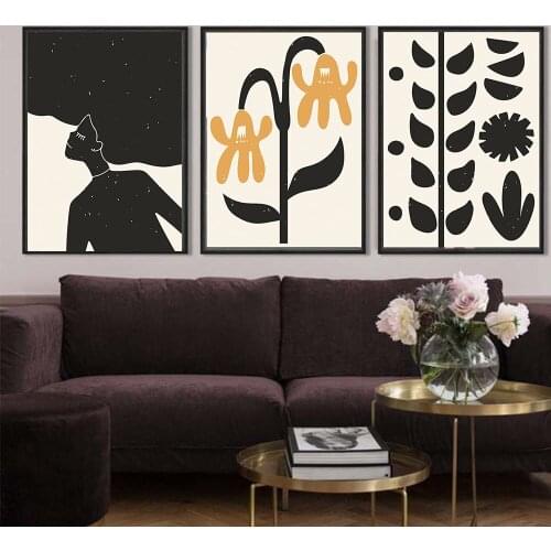 Abstract Aesthetic Woman Silhouette Lines Drawing Vintage Boho Style Posters Prints Nordic Canvas Painting Picture Decor