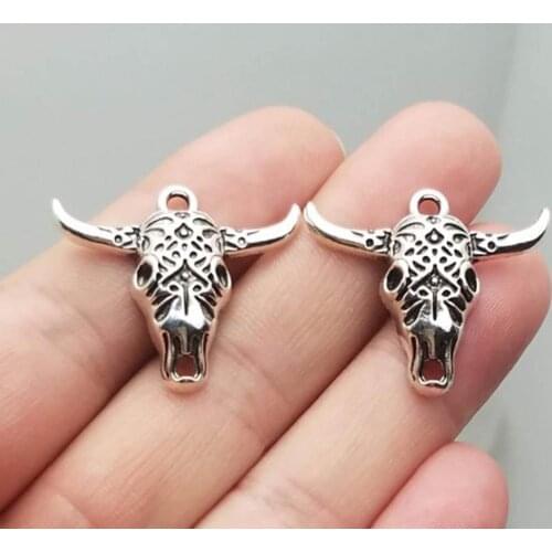 20pcs/lot--25x29mm,bull cham,Antique silver plated skull bull head charms,DIY supplies,Jewelry accessories