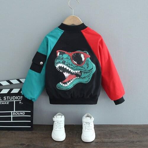 Boys Casual Jacket Spring and Autumn Cartoon Dinosaur Printing Long Sleeve Jacket Baby Children Kids Clothes