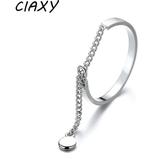 CIAXY 925 Sterling Silver Adjustable Ring Tassel Chain Small Beanie Personality Drop Accessories Girl Women Rings