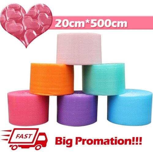 20CMx500CM Pink Heart-shape Mini Air Bubble Roll Party Favors And Gifts Packing Foam Roll Wedding Decoration Shockproof Membrane
