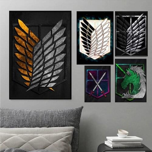 Modern Art Attack on Titan Clan Badge Canvas Painting Posters Prints for Living Room Bedroom Bar Home Art Decorative Paintings