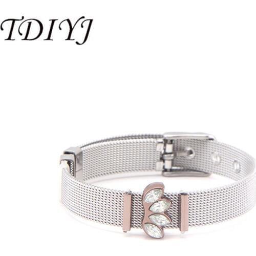 TDIYJ New Arrival Mesh Keeper Charms Bracelet Set with Crystal Sunburst Slide Bead for Love Gift