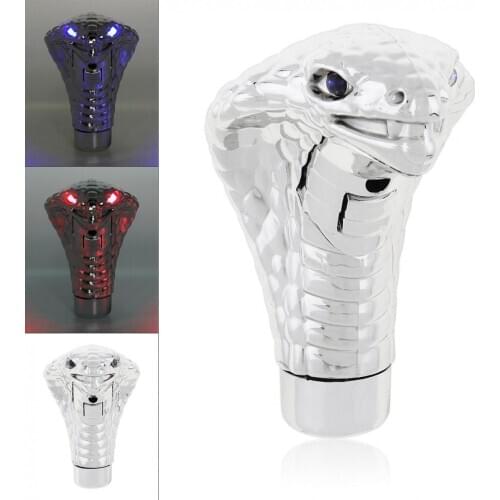 Universal Led Eyes Auto Truck Car Chrome Manual Gear Shift Knob Cobra Snake Cool Shift Knob Lever Decoration Car Accessories