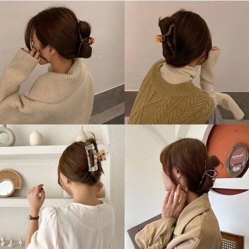 High Quality Acetate Leopard Print Transparent Women Hair Claws for 2021 New Square Geometric Hair Clips Headband Accessories